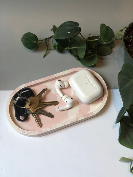 Blush Marbled Trinket Tray