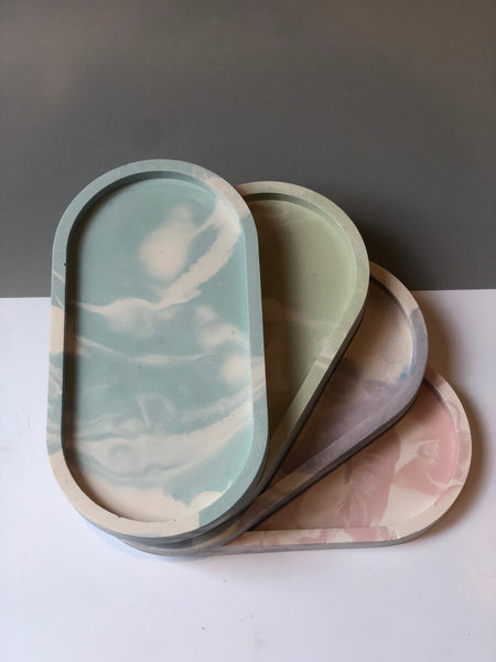 Baby blue marble trinket dish