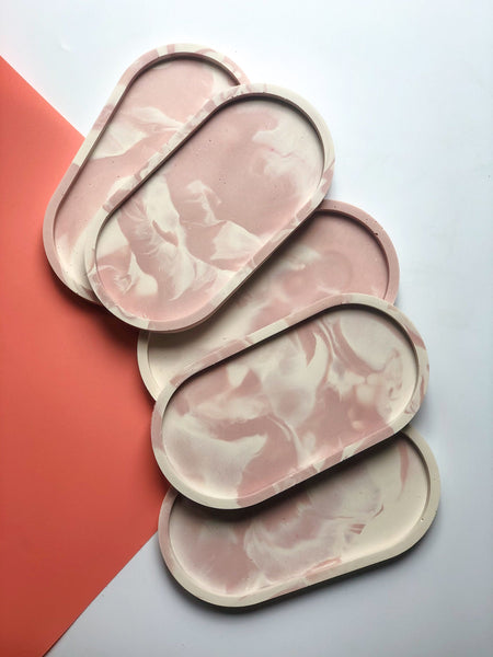 Blush Marbled Trinket Tray