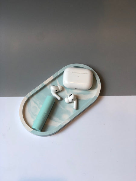 Baby blue marble trinket dish