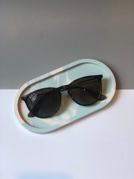 Baby blue marble trinket dish