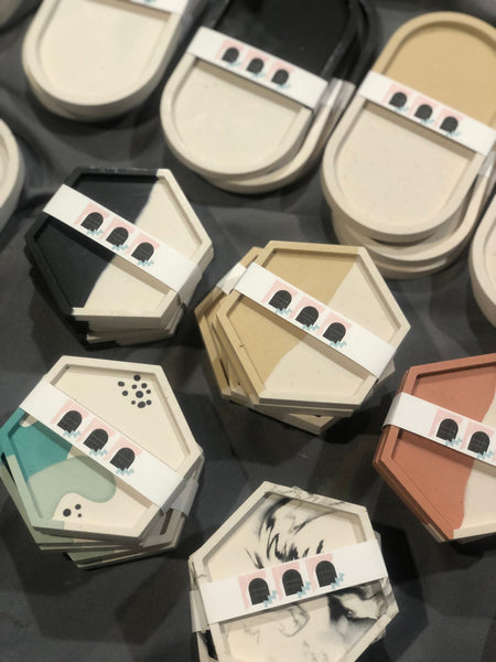 Set of 2 Beige Coasters