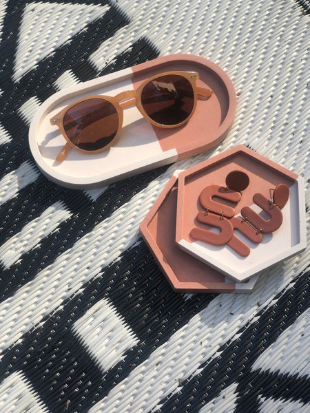 2-tone Terra-cotta Jesmonite Trinket Tray