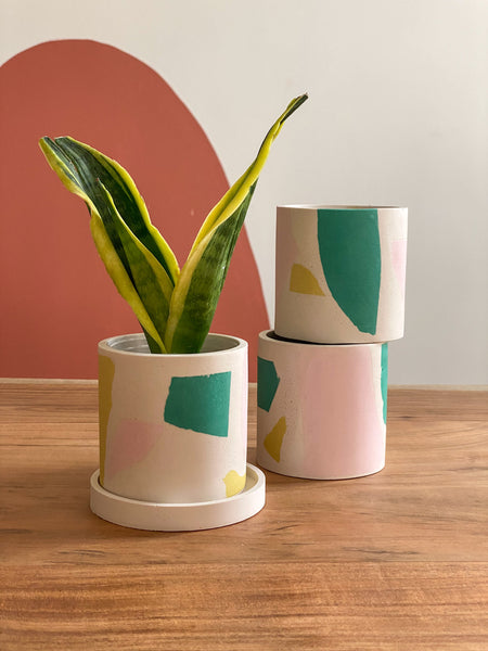 3” Teal Chunky Terrazzo planter pot