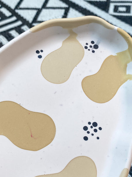 2NDS Beige Squiggle Oval Platter