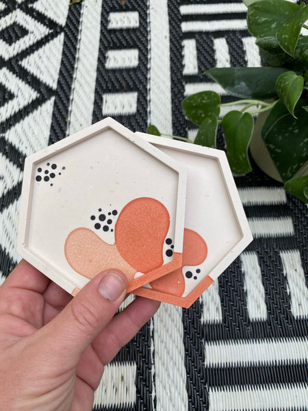 Terracotta squiggle coasters set of 2