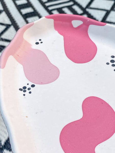 2NDS Pink Squiggle Oval Platter