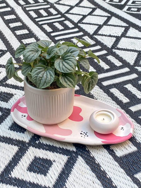 2NDS Pink Squiggle Oval Platter