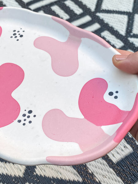 2NDS Pink Squiggle Oval Platter