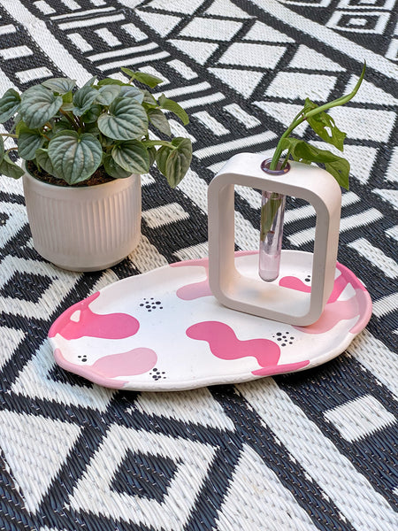 2NDS Pink Squiggle Oval Platter