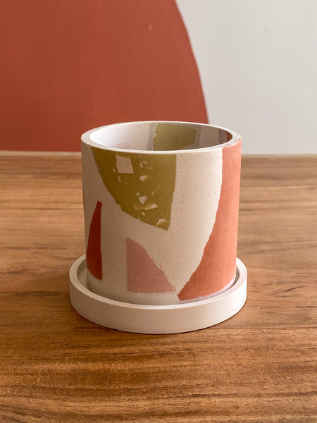 3” chunky terrazzo planter pot Terracotta / Sage