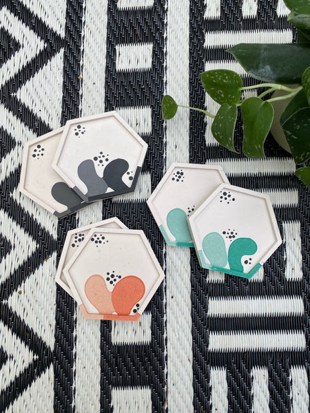 Black squiggle coasters set of 2