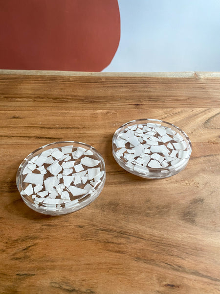 Transparent White Terrazzo Coasters set of 2