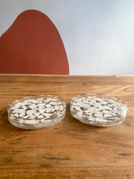 Transparent White Terrazzo Coasters set of 2
