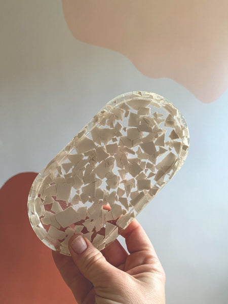 White Terrazzo Resin Trinket Tray