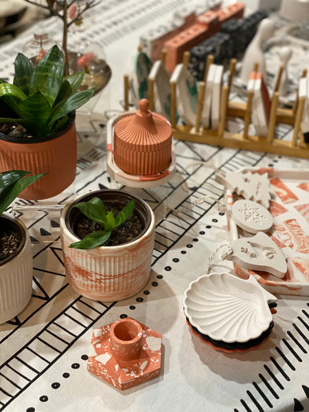 4” Ribbed Marble Planter Pot
