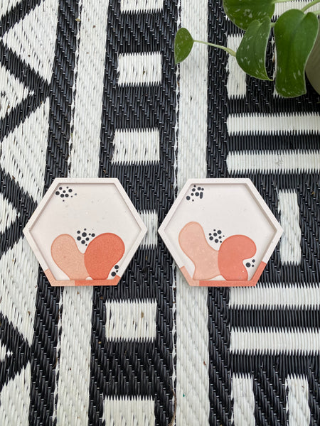 Terracotta squiggle coasters set of 2