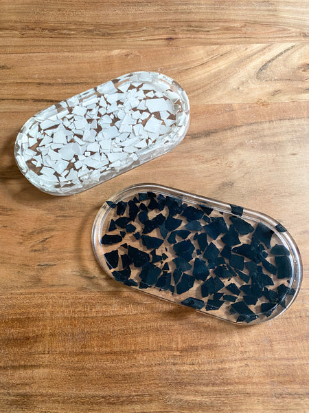 White Terrazzo Resin Trinket Tray