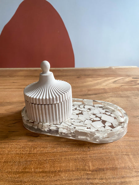 White Terrazzo Resin Trinket Tray