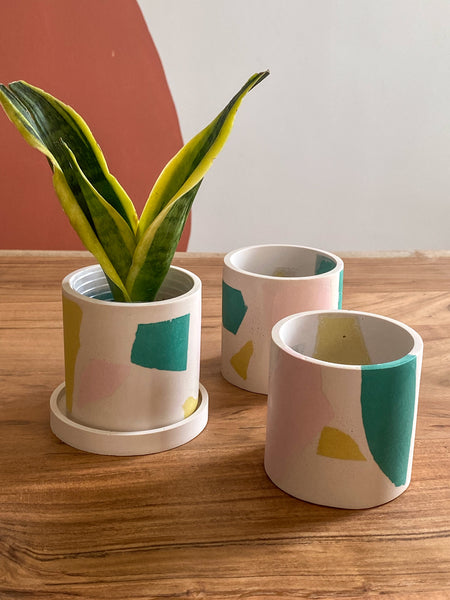 3” Teal Chunky Terrazzo planter pot