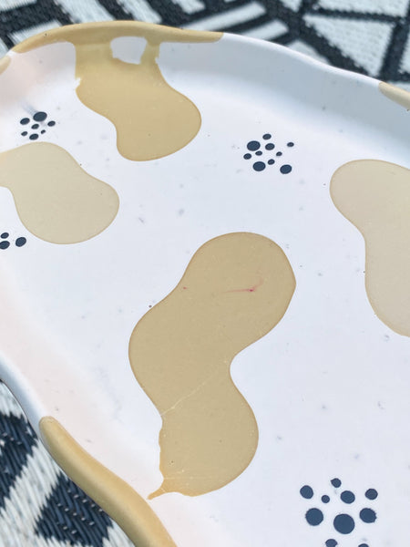 2NDS Beige Squiggle Oval Platter