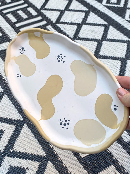 2NDS Beige Squiggle Oval Platter